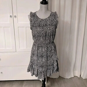 2pc Women's Print Ruffled  Skirt and Sleeveless Top Set, SizeM
